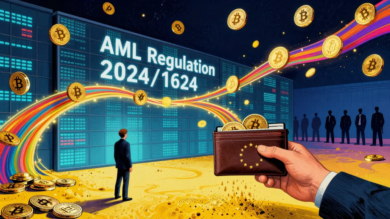 A person losing privacy coins as a regulatory wall blocks access to exchanges, while Bitcoin and Ethereum shine beyond.