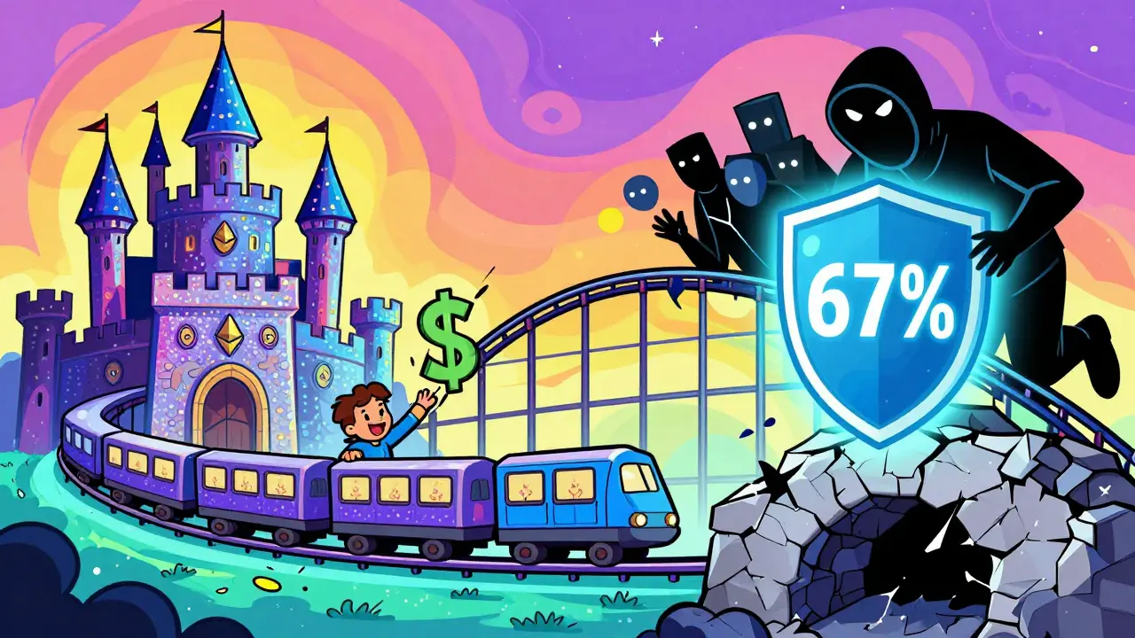 A user sends an NFT to a fast sidechain train while a hacker is blocked by a consensus shield.