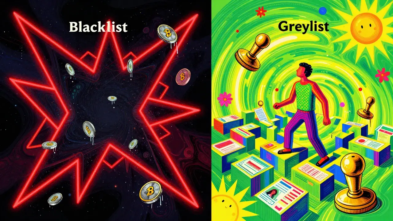 Vibrant split scene showing a red void of blocks and a yellow maze of identity checks.