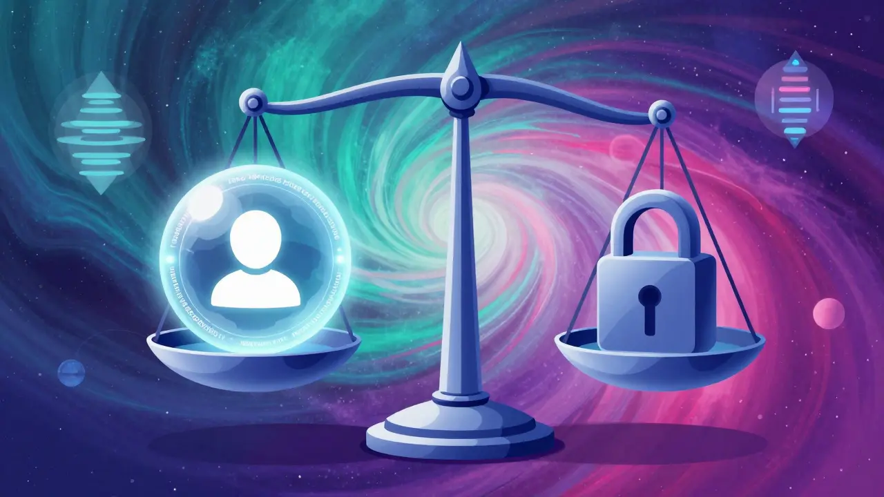 A balance scale weighing privacy against security in crypto