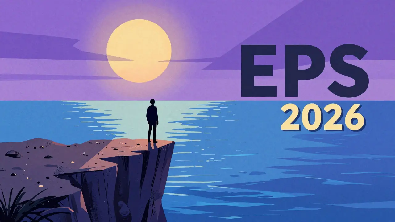 Artistic depiction of crypto risks with a figure on a cliff edge, Peter Max style.