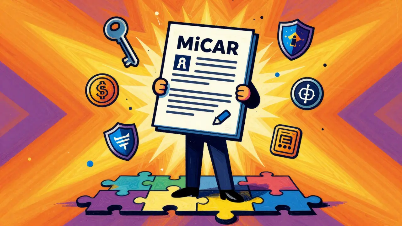 Psychedelic art showing a figure holding a compliant license amidst colorful regulatory symbols.