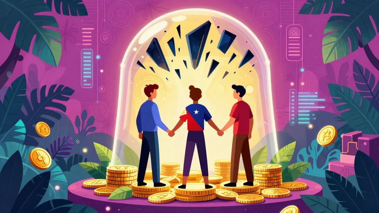 Optimistic art showing secure, compliant crypto trading across Southeast Asia.