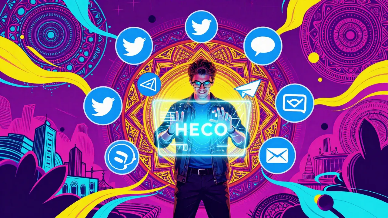 Pop art illustration of social media engagement and a crypto wallet.