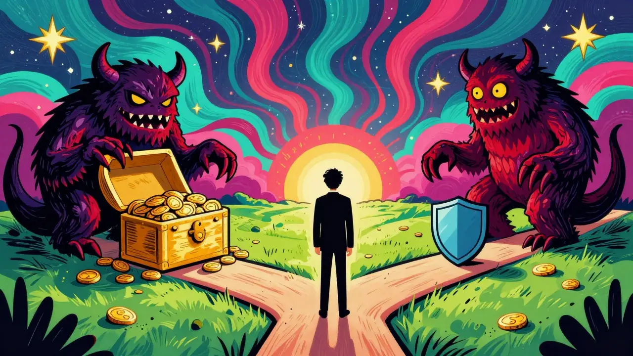 Vibrant illustration depicting staking rewards and slashing risks