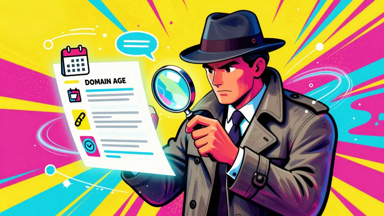 A detective character using a glowing magnifying glass to inspect a colorful checklist of security items