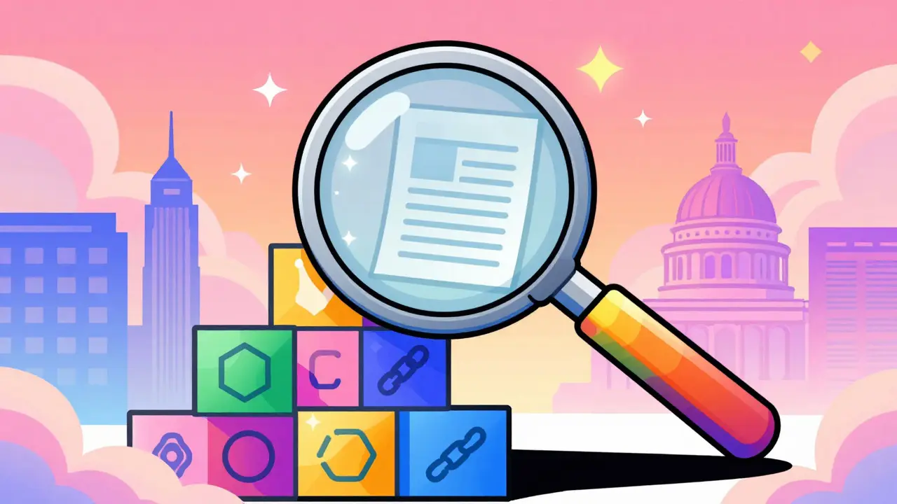 Magnifying glass revealing transparent crypto regulations