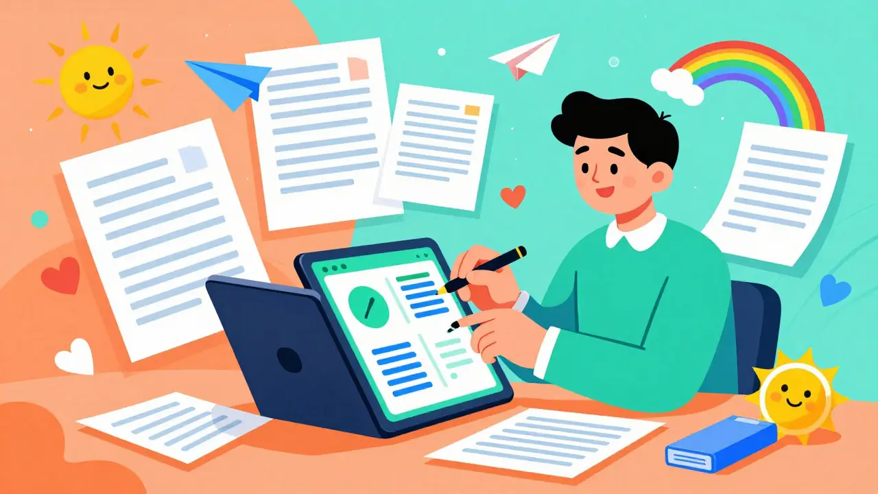 Person organizing crypto tax records in vibrant style
