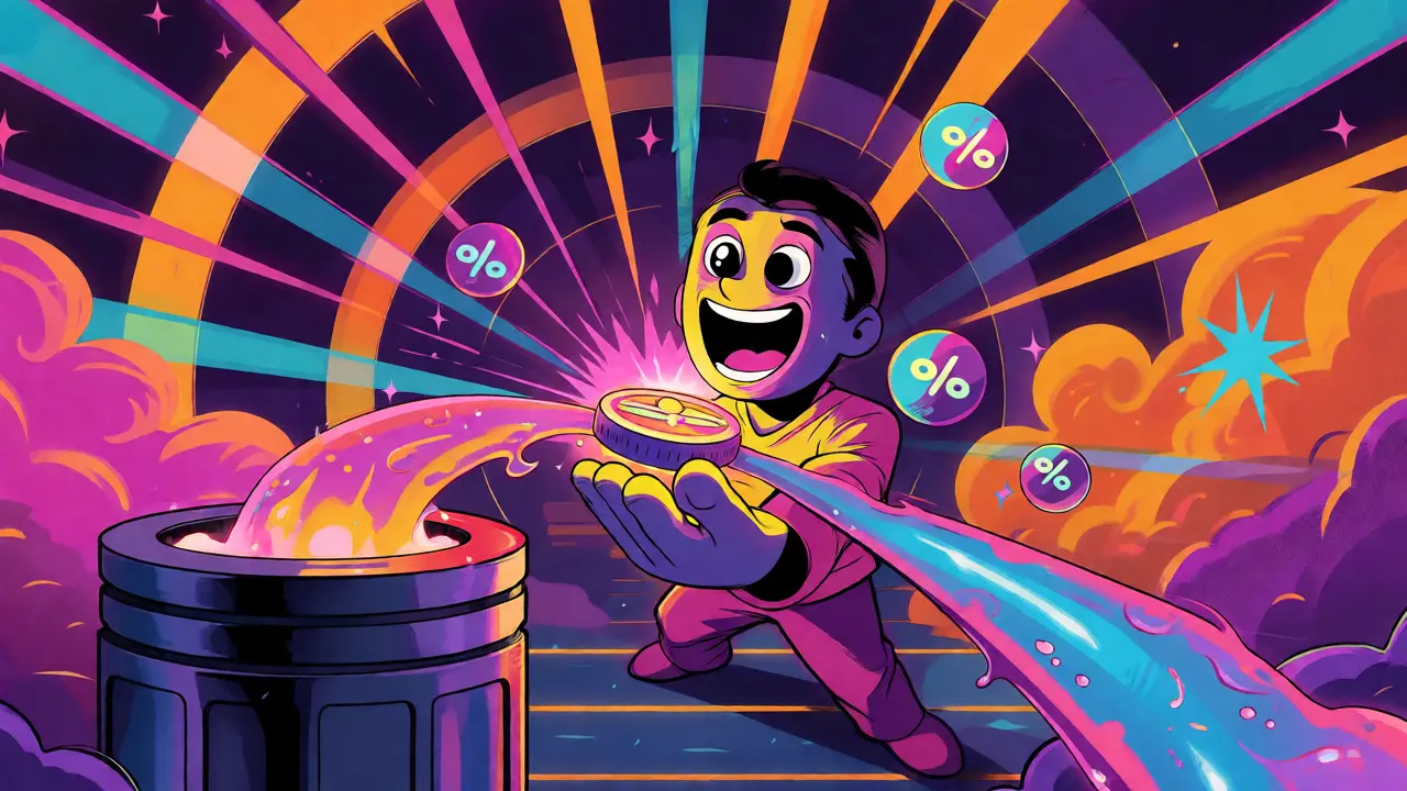 Colorful cartoon of liquid staking splitting assets for yield and liquidity