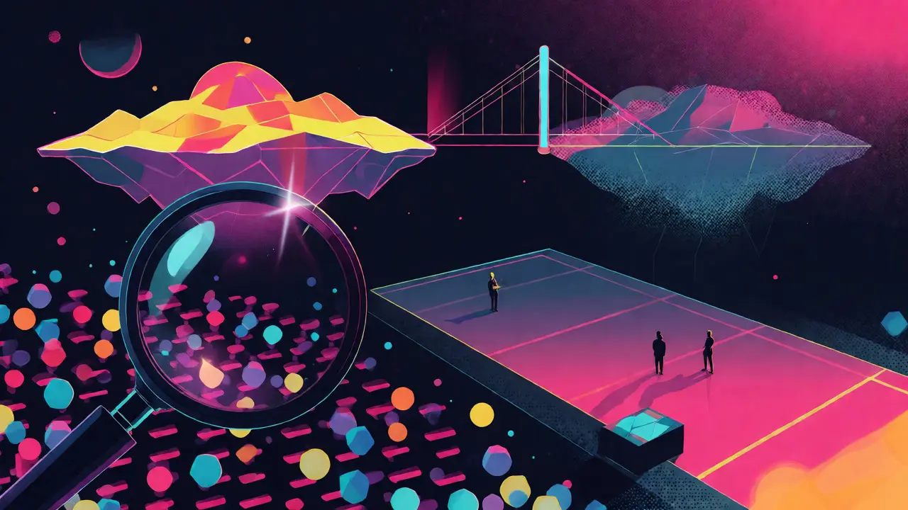 Cartoon depiction of MOLI cross-chain bridge and low trading volume market